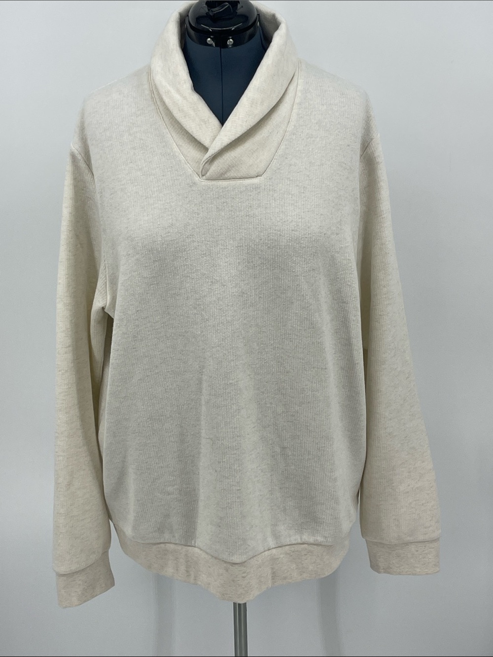 FREE ASSEMBLY Womens Cream PULLOVER Shawl Collar Sweater SIZE XL